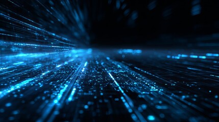 Futuristic technology background with glowing blue data streams for modern innovation and digital transformation concepts
