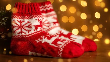 christmas knitted socks festive reindeer snowflake pattern - Powered by Adobe