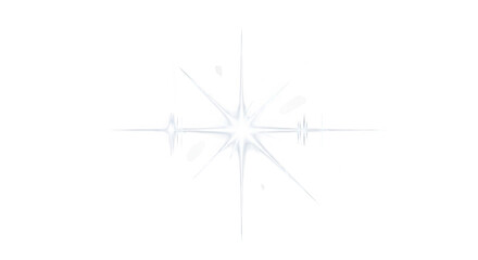 A bright white starburst or sparkle effect with radiating lines isolated on a transparent background