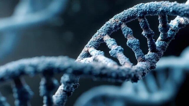 A close-up view of a DNA double helix.