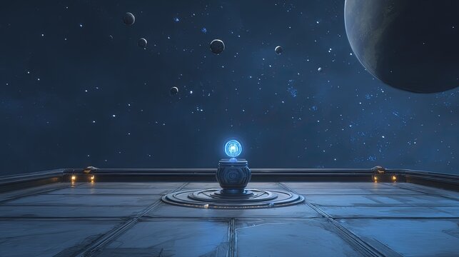 Futuristic Space Platform With Glowing Orb