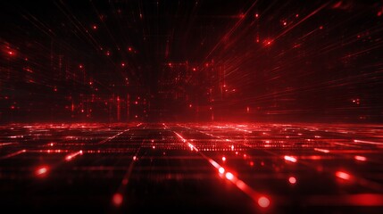 Dynamic red data stream background for futuristic technology and network concepts in a modern digital space that is perfect for tech startups