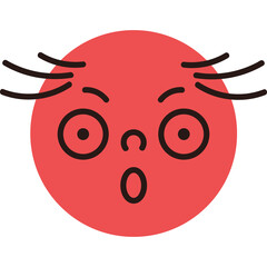 Red Circle With Wide Eyes And Open Mouth Expressing Shock And Surprise Against Transparent Background