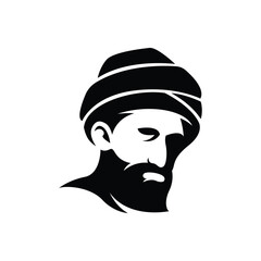 silhouette of a bearded man wearing a turban logo vector