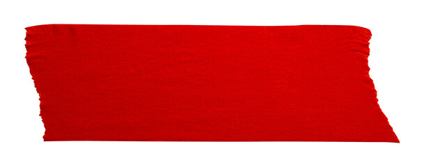 red crumpled torn tape isolated on transparent background.