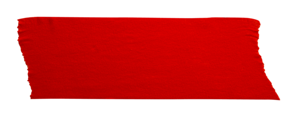 red crumpled torn tape isolated on transparent background.