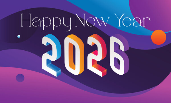 New Year 2026 &mdash; 3D Gradient Typography