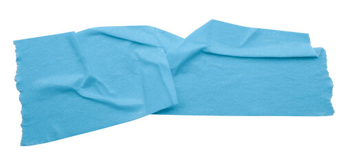 light blue crumpled torn tape isolated on transparent background.