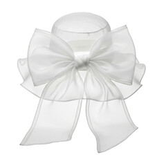 Naklejka premium White Sun Hat with Large Bow isolated on a transparent background
