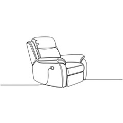 Fototapeta premium Recliner armchair drawing in minimalist single-line black outline