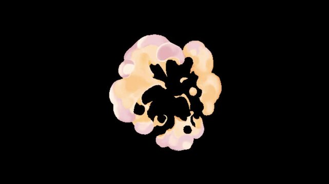 Soft pastel pop cloud, smoke explosion animation element for overlays isolated on transparent background