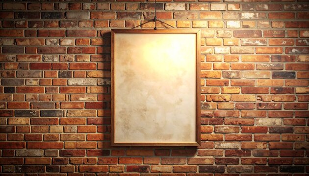 Vintage illuminated signboard mockup hanging on an old brick wall background, perfect for your custom text or advertisement