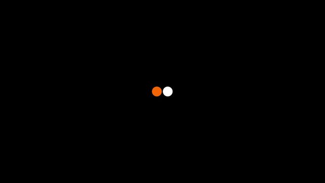 loading two dots circle animation isolated looping alpha channel, loading gif icon animation.Animation loading bar dots looping progress icon on black background.loading animation concept. 4k video