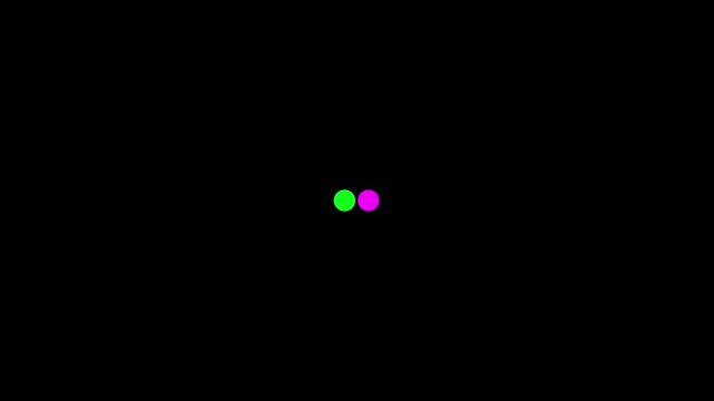 loading two dots circle animation isolated looping alpha channel, loading gif icon animation.Animation loading bar dots looping progress icon on black background.loading animation concept. 4k video