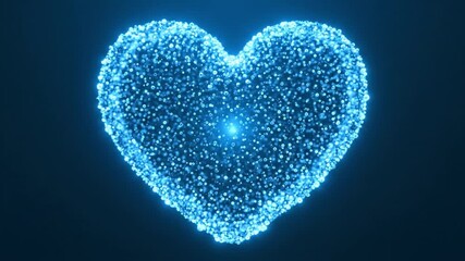 Luminous particles form glowing heart shape, symbolizing love and affection, while calming blue tones create serene atmosphere filled with mesmerizing beauty and tranquility - Powered by Adobe