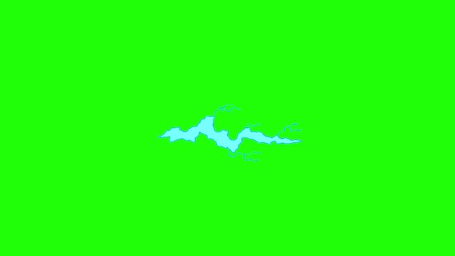 Pixelated blue lightning arc, 8bit electric energy discharge effect vfx element isolated on transparent background