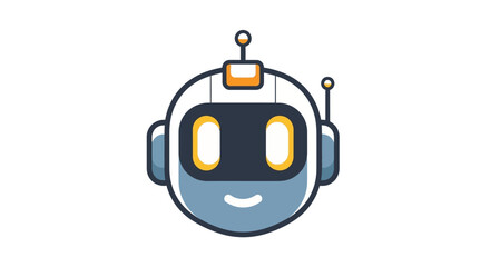 Modern friendly robot head icon symbolizing artificial intelligence, innovative technology, and smart digital solutions for future concepts