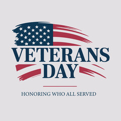 Veterans Day Tribute Poster with Brush Stroke American Flag and Modern Minimal Design