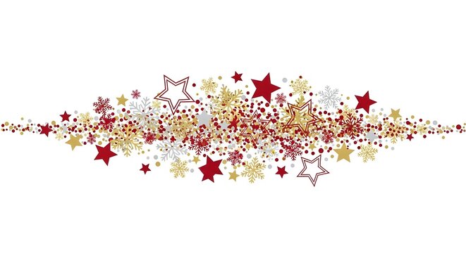 Christmas decoration with stars and snowflakes isolated on white background