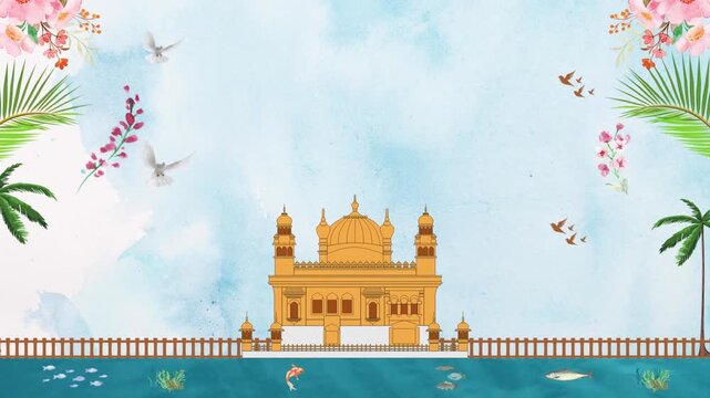 Wedding Invitation Pink Gold and Teal Illustrated Sikh Blank Background Video
