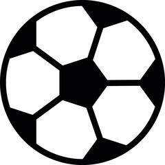 black and white illustration of classic soccer ball with pentagon and hexagon pattern, minimal sports icon ideal for games or athletic themes
