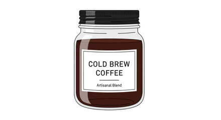 Artisanal Cold Brew Coffee in a Glass Jar with Lid