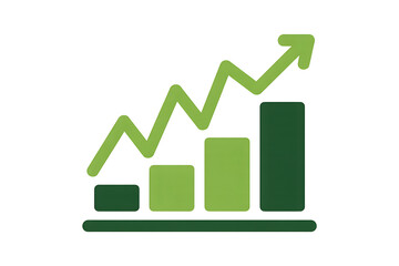 Growth chart with upward arrow and bars isolated on transparent background