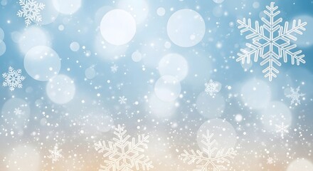 Winter background with snowflakes and bokeh lights for holiday season