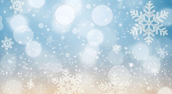 Winter background with snowflakes and bokeh lights for holiday season - Powered by Adobe
