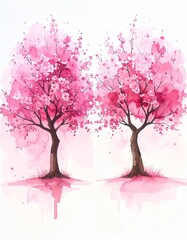 春の水彩イラスト（桜）