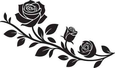 Black rose vector illustration: floral design element for graphic design and crafts eps silhouette