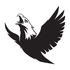 Fototapeta premium Graphic eagle with wings spread soaring colouring page
