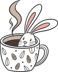 Cute Bunny Rabbit Peeking Out of a Coffee Mug