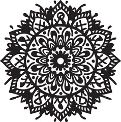 Black and white mandala vector illustration: intricate floral design eps silhouette