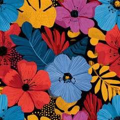 Vibrant floral patterns seamless design graphic art colorful background creative workspace nature inspired
