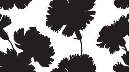 Black and white floral vector: seamless flower pattern background eps silhouette