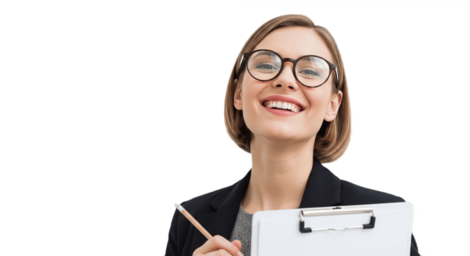 Young businesswoman with pencil and folder,Beautiful young woman check data in a work folder in her office