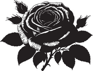 Black rose vector illustration: floral design element for graphics and crafts eps silhouette