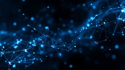Captivating abstract network of glowing blue nodes and connections symbolizes future technology and data flow