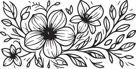 Floral vector illustration: black and white flower design element eps silhouette