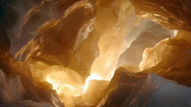 Sunlit orange sandstone canyon with smooth, sculpted walls glowing warmly.