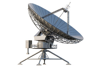 Satellite dish communication technology signal transmission data reception global connection isolated on transparent background