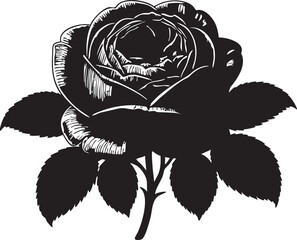 Black and white rose vector illustration - floral design element eps silhouette