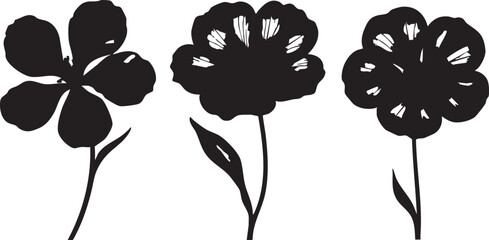 Black flower vector silhouettes: floral design elements for crafts and graphics eps