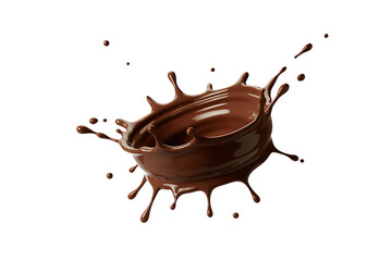 Chocolate splash isolated on transparent background
