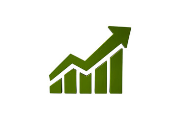 Growth chart showing upward trend and increasing bars isolated on transparent background