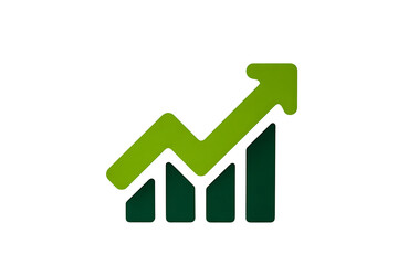 Growth chart with upward arrow symbolizing progress and success isolated on transparent background