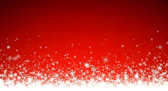 Falling snowflakes on a red background isolated on white background