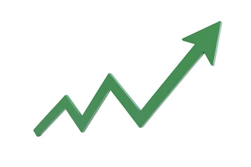 Growth arrow chart upward trend finance success increase gain isolated on transparent background