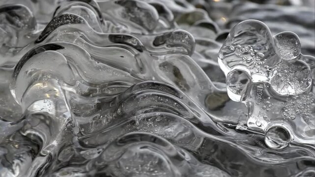 Wavy transparent ice formations reflecting light
